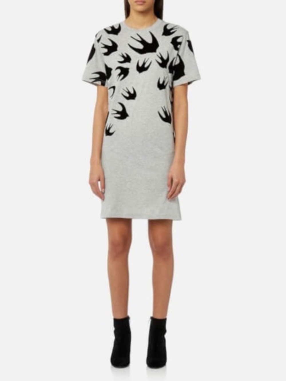 Alexander McQueen Swallow T Shirt Dress in Gray Size Small